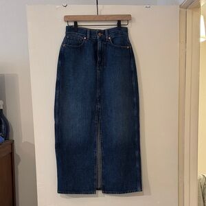 Madewell Dark Blue Denim Midi Skirt